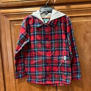 ***NEW with tags***Red Plaid Hooded Shirt